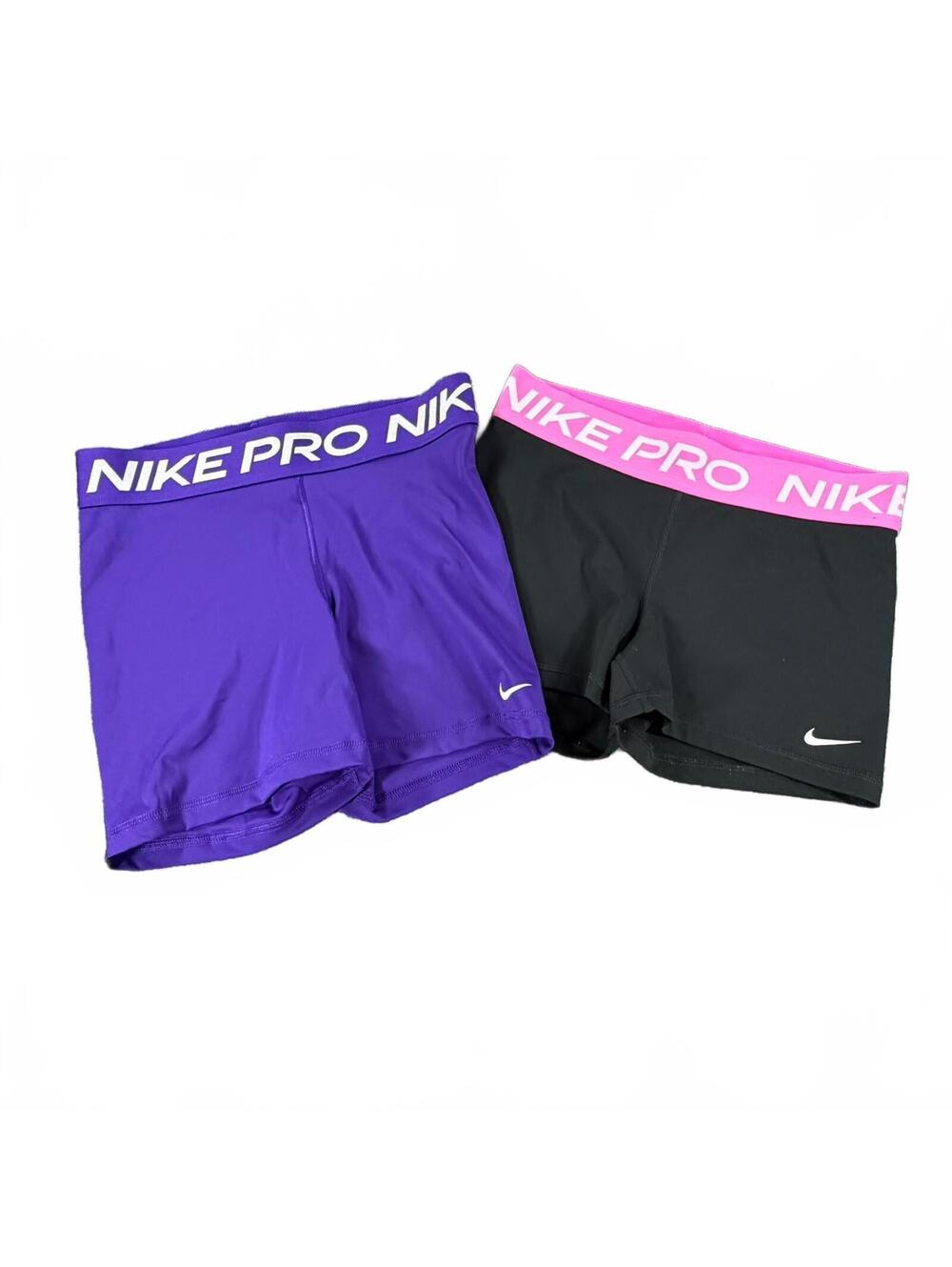 Women's Nike Pro Dri-FIT Compression Shorts 2-Pack Bundle Purple & Black Size M